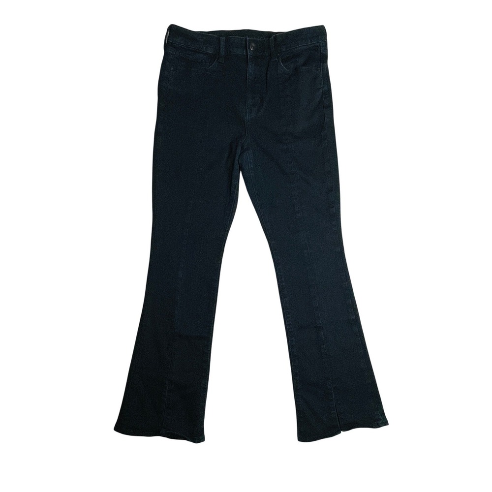 American Eagle Flare Jeans Womens 31 High Rise Black Next Level Stretch Hem Slit